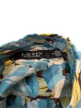 Lauren Ralph Lauren Blue, White, Brown & Yellow Patterned Women’s Top